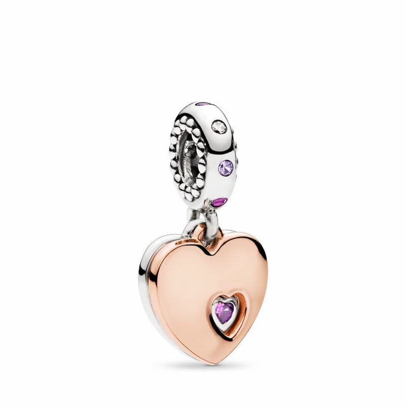 Pandora Two Hearts Dangle Charm Canada - Pandora Rose™ (60EQSRCTF)